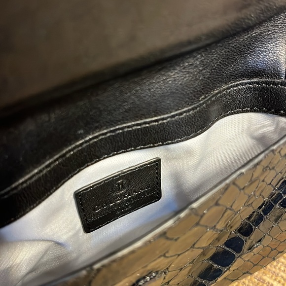 ColeHaan black python print small crossbody bag silver chain strap - Picture 6 of 6